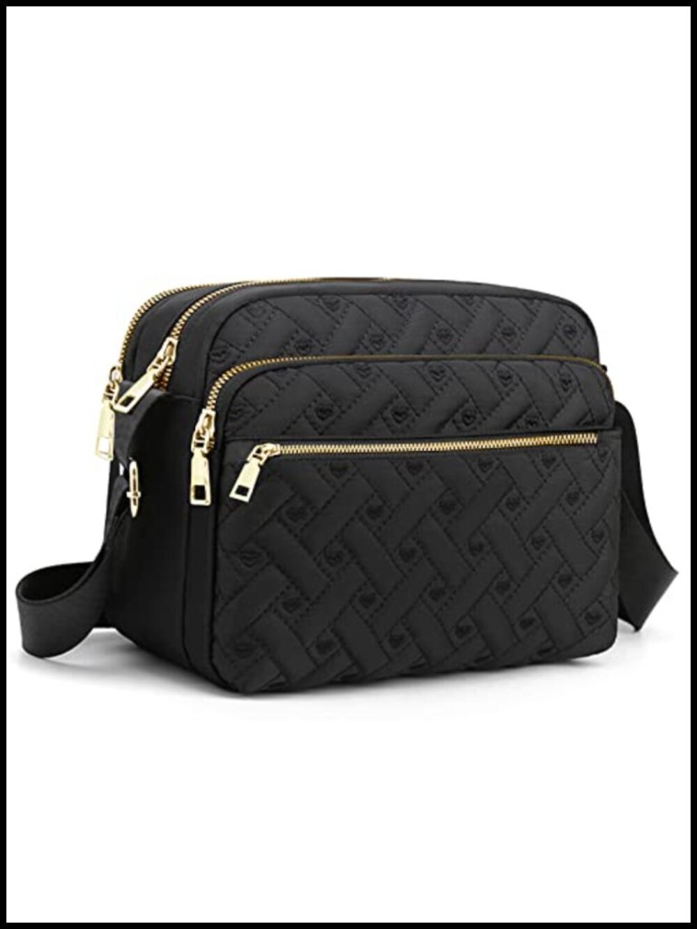 Nylon Crossbody Bag Medium Quilted Travel Purse Hand Stitched